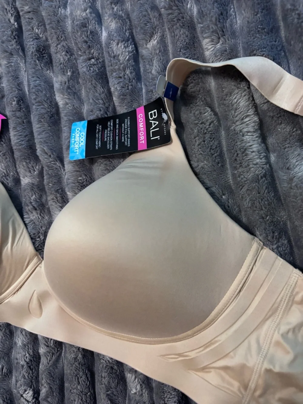 NWT Bali Comfort Seamless Nude T-Shirt Bra - Light Beige Size XL- see size chart - Picture 8 of 14